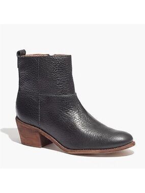 Madewell Perrie Black Pebbled Leather Ankle Boot Size: 6